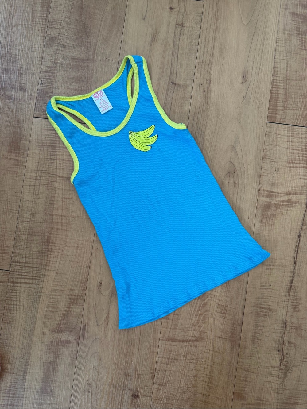 Vintage Cotton Ribbed Banana Print Racerback Tank Top